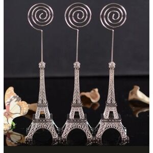 3 x Metal Eiffel Tower Table Card Holders 6" Photo Holder Paris Decor Souvenir